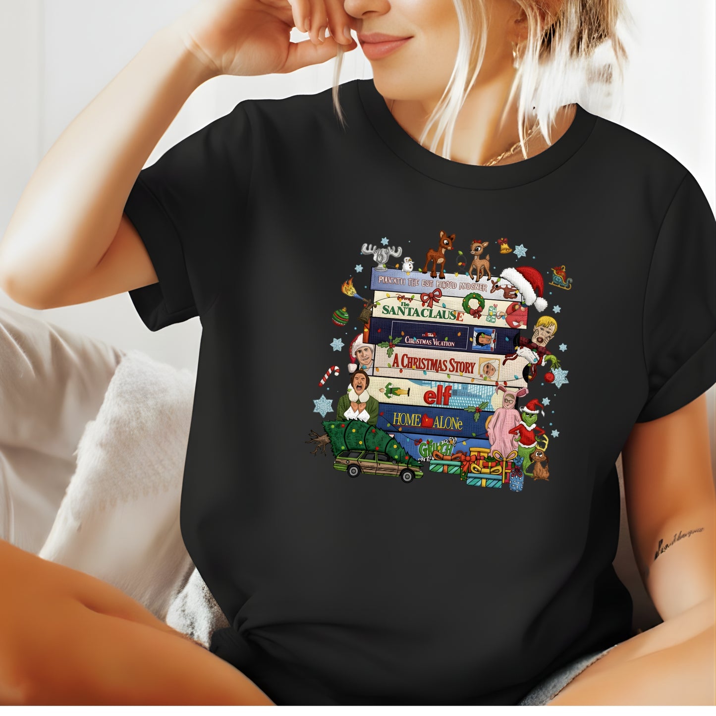 90s Christmas tshirt, Retro Holiday tee,  Xmas tee, 90s Movie tee, cozy Winter Gift for Her and him, Cute xmas tshirt. gift