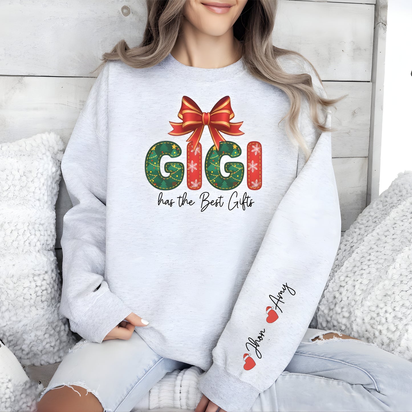 Personalized Gigi Christmas Sweatshirt: Custom Sleeve Text