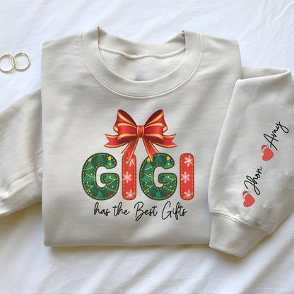 Personalized Gigi Christmas Sweatshirt: Custom Sleeve Text