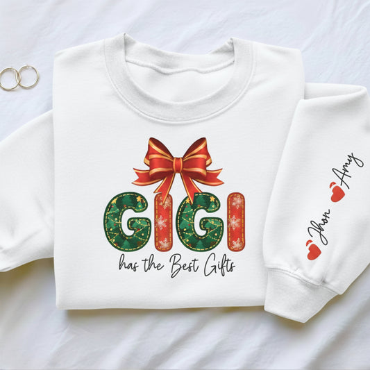 Personalized Gigi Christmas Sweatshirt: Custom Sleeve Text