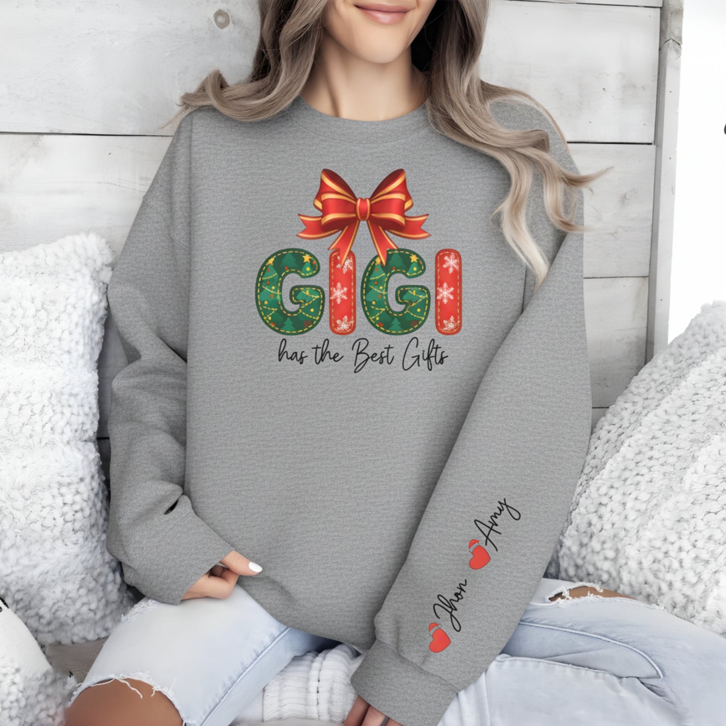 Personalized Gigi Christmas Sweatshirt: Custom Sleeve Text