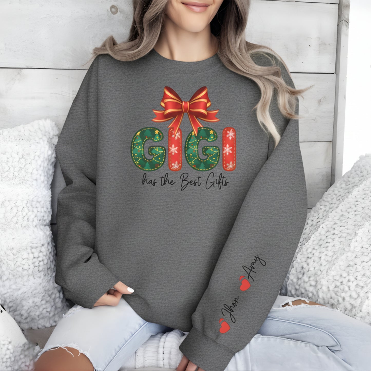 Personalized Gigi Christmas Sweatshirt: Custom Sleeve Text