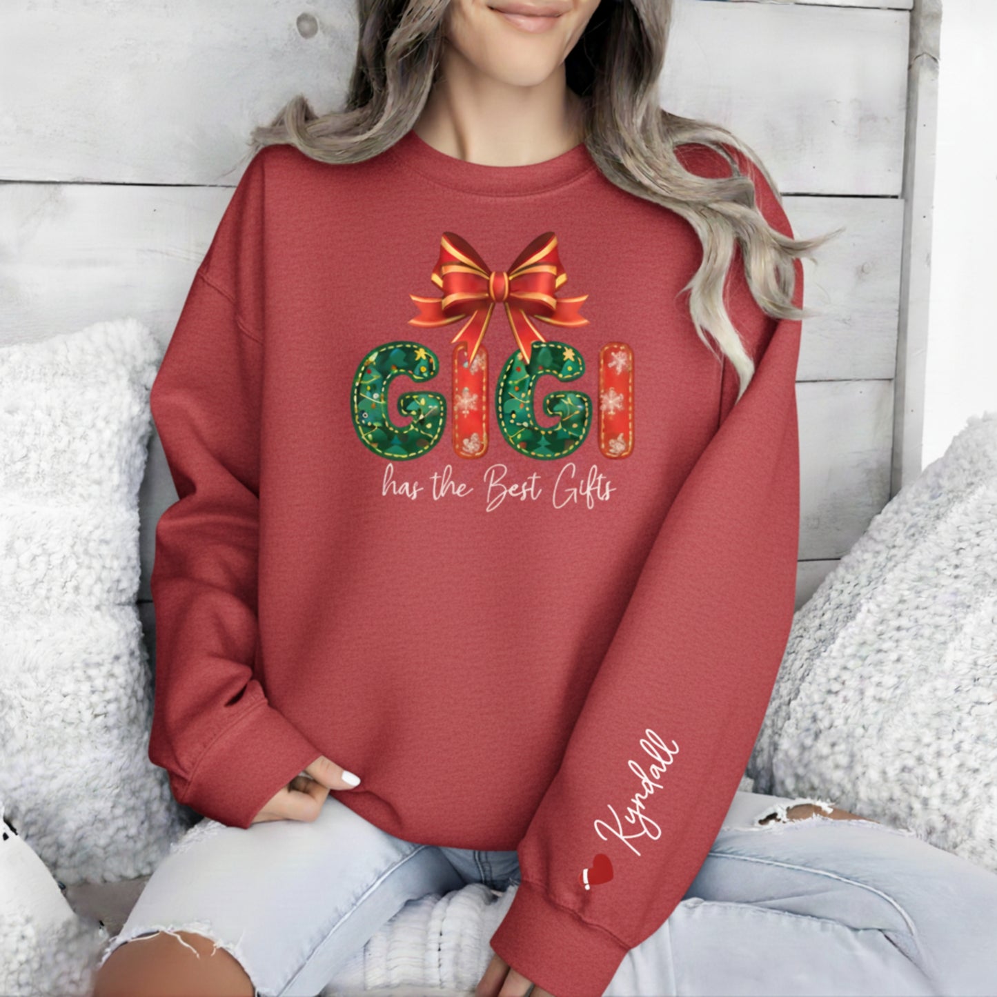 Personalized Gigi Christmas Sweatshirt: Custom Sleeve Text
