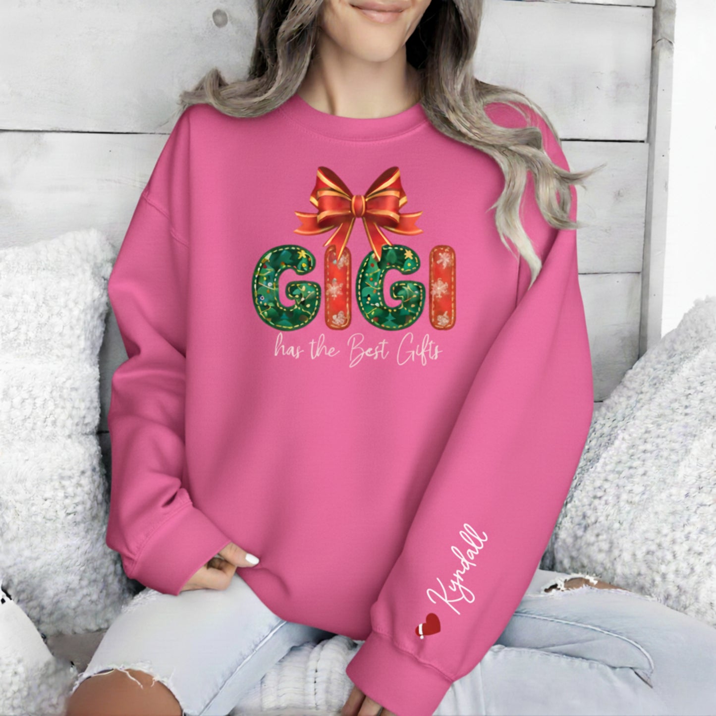 Personalized Gigi Christmas Sweatshirt: Custom Sleeve Text