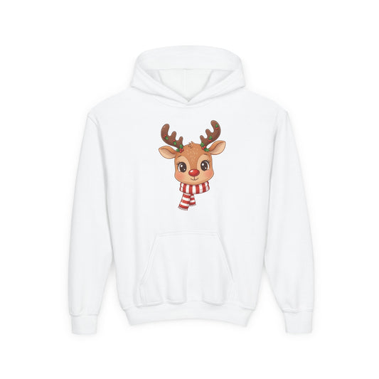 Cute Reindeer Youth Hoodie for Holiday Fun