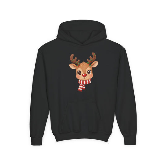 Cute Reindeer Youth Hoodie for Holiday Fun