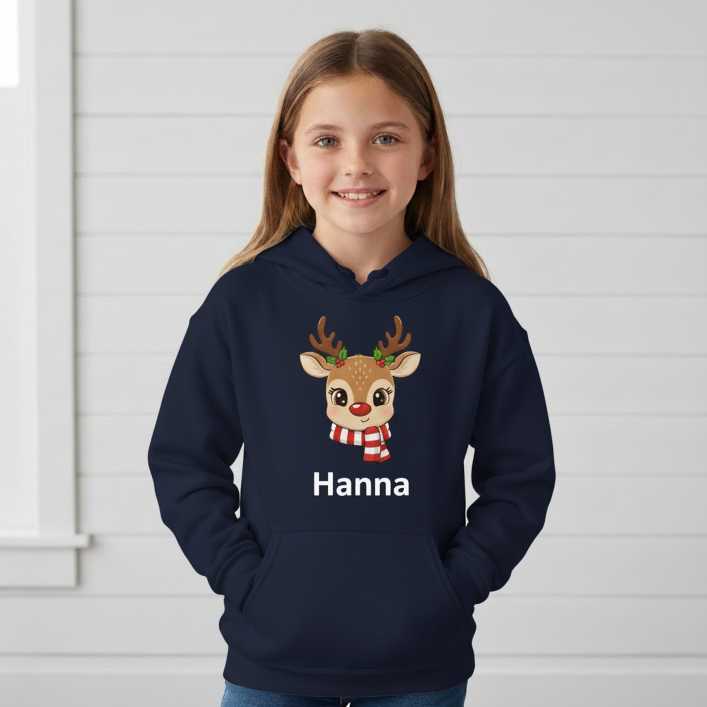 Cute Custom Reindeer Hoodie – Your Child’s Name on It! 🎁