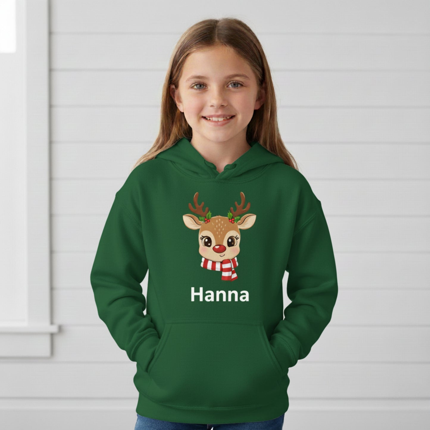 Cute Custom Reindeer Hoodie – Your Child’s Name on It! 🎁