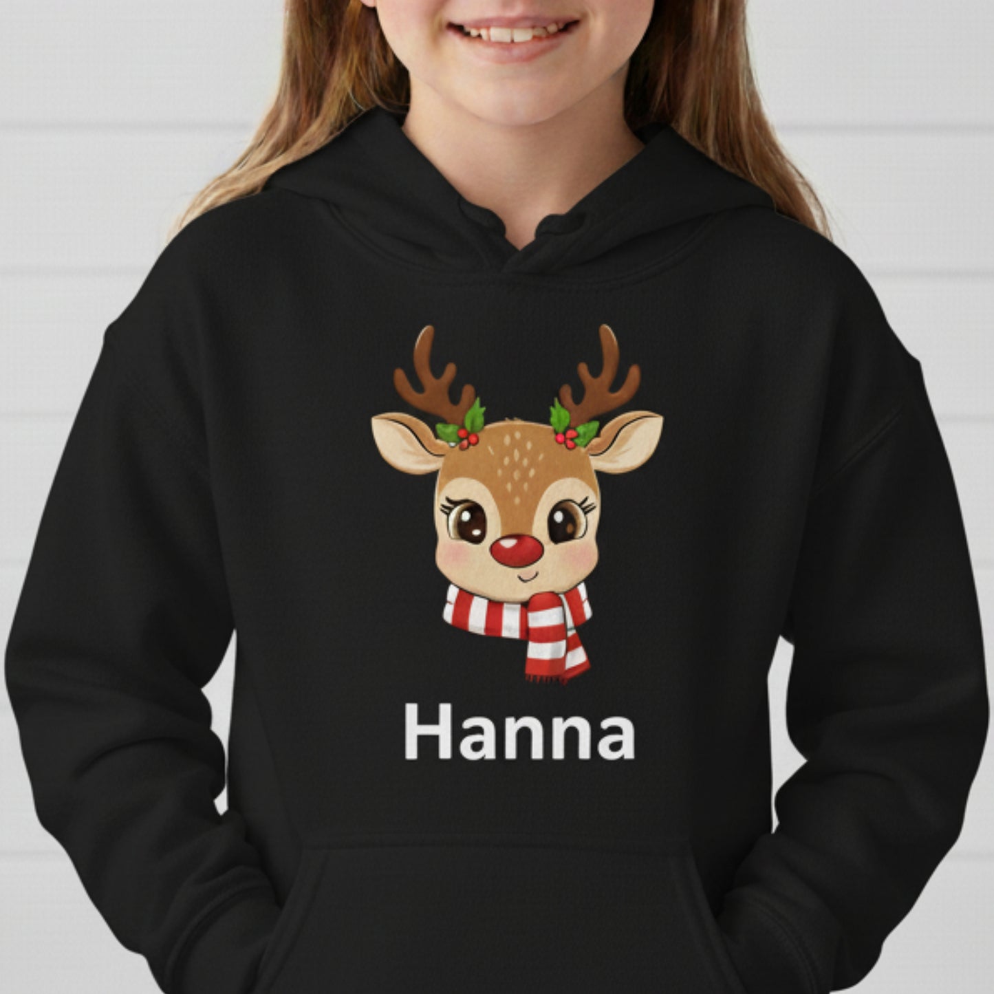 Cute Custom Reindeer Hoodie – Your Child’s Name on It! 🎁