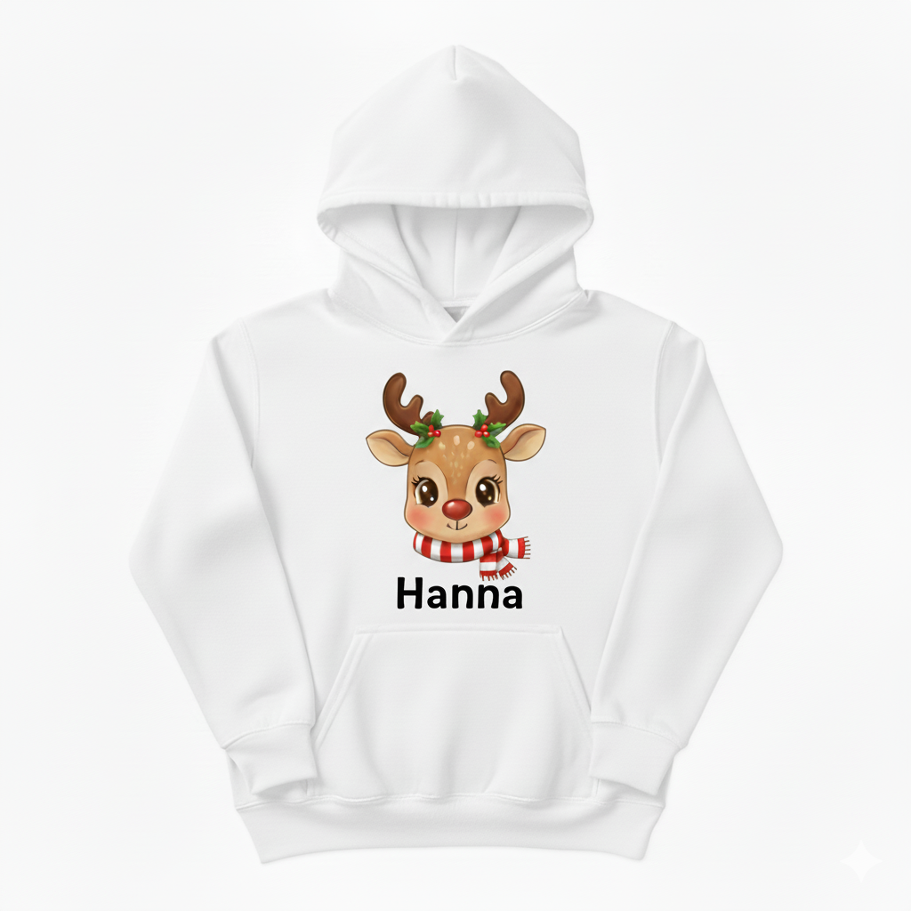 Cute Custom Reindeer Hoodie – Your Child’s Name on It! 🎁
