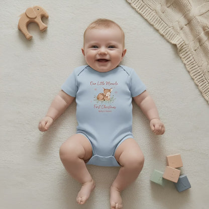 Our Little Miracle First Christmas Baby Onesie - Personalized Deer Design Bodysuit - Custom Name & Year Holiday Baby Gift 2025